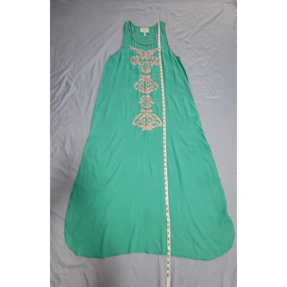 Anthropologie Z&L Europe Women M Turquoise Embroidered Beaded Boho Maxi sz M - Picture 9 of 12